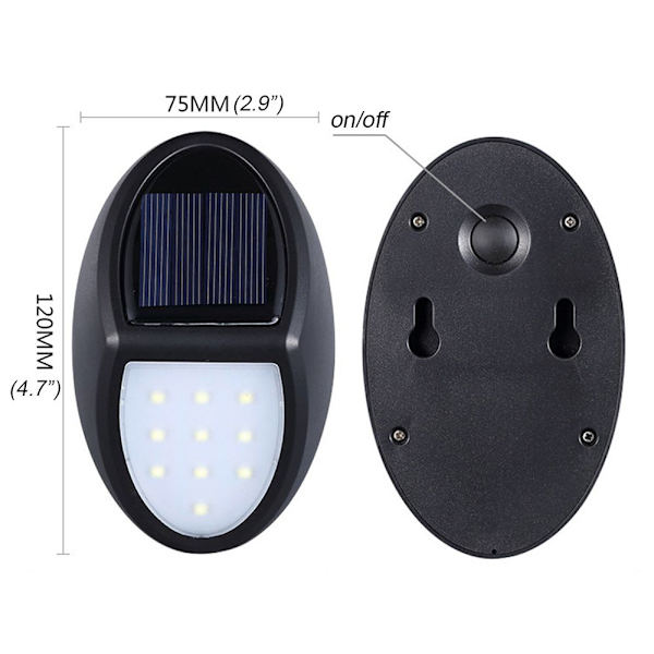 10 LED Solcelledrevet Vægfane Vandafvisende