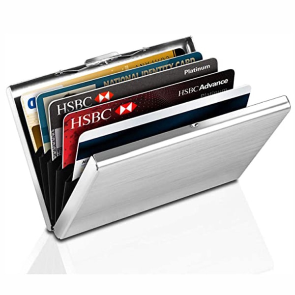 RFID-plånbok i aluminiumlegering, korthållare, kreditkortsbankkortsplånbok, case silvery