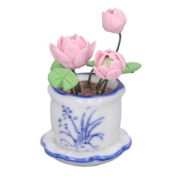 1:12 skala Dukkehus Lotus Blomsterpotte Miniature Harpiks Decor Lille Lotus Pottepotte