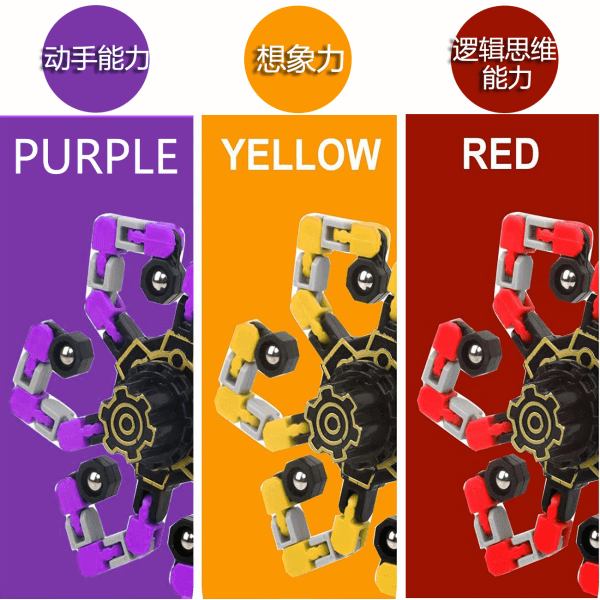 Fingertop Mechanical Gyro Variety Puzzle Diy Dekompressionskedja Deformation Robot Gyro Toy Red