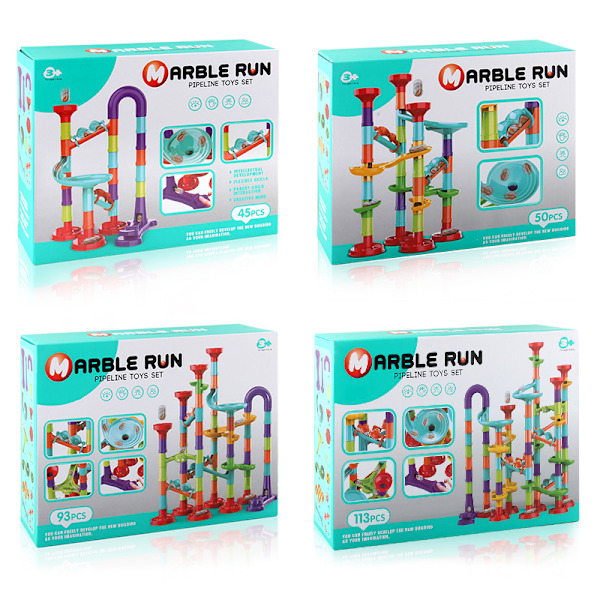 Palloradan Suuret Hiukkaset Liukumäki Pallo Rakennuspalikat Puzzle Koonti Rata Rakennuspalikat Lelut 142pcs-B