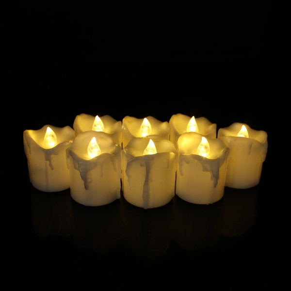 12 kpl Joulu Tealight Muovi CR2032 Paristo Luminous LED Elektroninen Kynttilä yellow 12 PCS