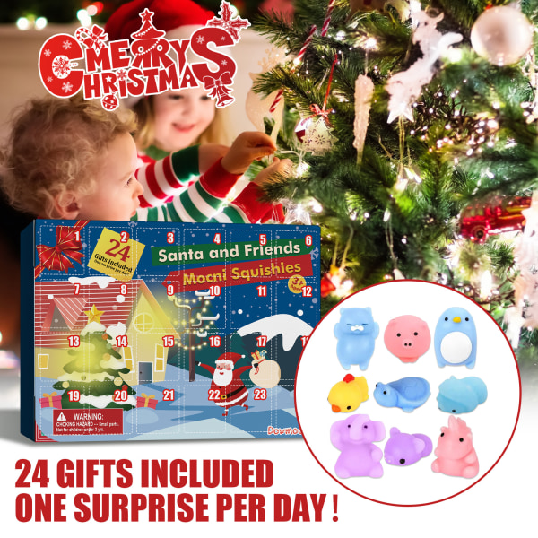 Jule-Squeezelegetøj Adventskalender Blind Box 24 Ruder Jule Gummi Dyr Legetøj Blind Box A
