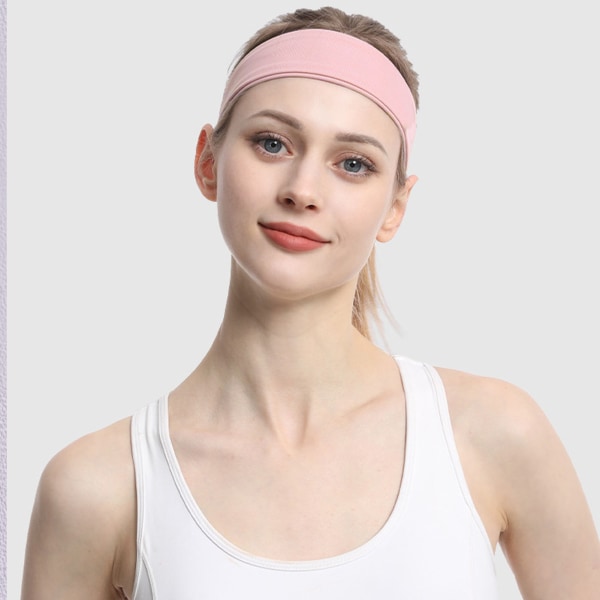 2 STK Løbepandebånd Solbeskyttelse Svedabsorberende hårbandage til basketballridning Cykling Lys Pink