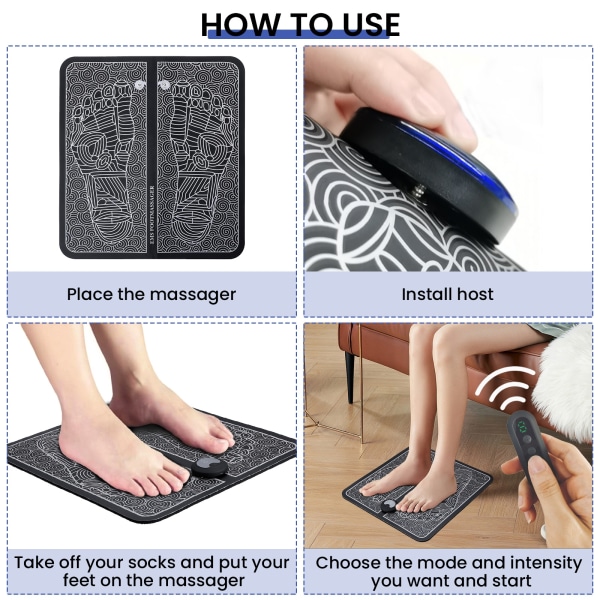 Elektrisk EMS Foot Massager Pad Muskelstimulator Fotmassage