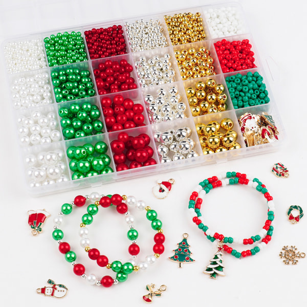 Nye 24 Grid Christmas Beads DIY Accessories Armbånd Candy B