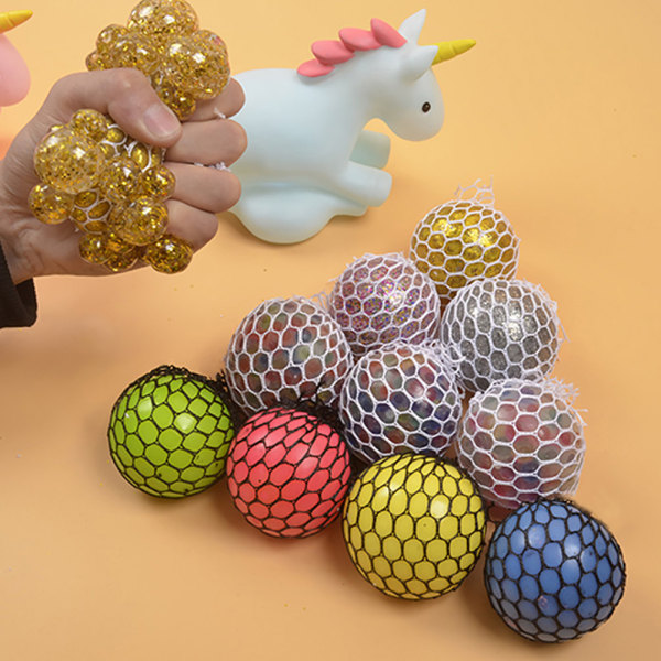 Snygg Squishy Meshboll Stressboll Tryck Grape Balls Hand Fidget Leksak Sensorisk Rolig Leksak
