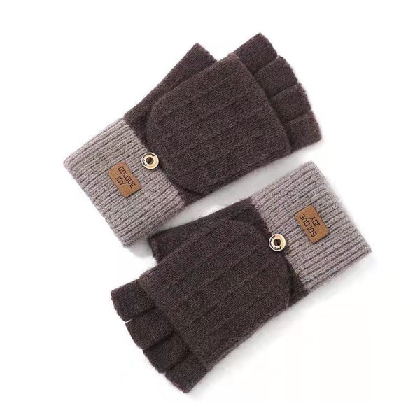 2 pcs Thickened semi exposed gloves in winter