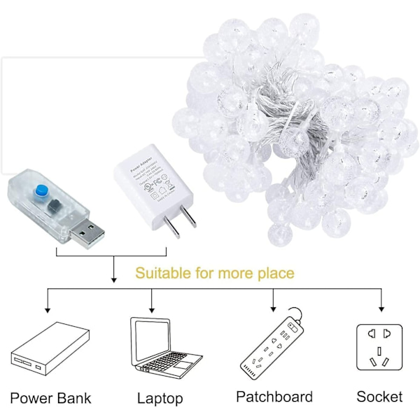USB-driven kristallbubbelboll med 8 lägen och fjärrkontroll