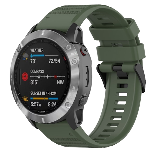 Kellohihna yhteensopiva Garmin Fenix 7/6/5:n kanssa, silikoninen Army Gre