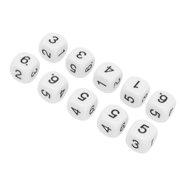 20 kpl 6-sivuista numerokuutiota muovia 16 mm pyöristetyillä kulmilla Polyhedral Dice Set numeroiden opetukseen lautapeleihin valkoinen