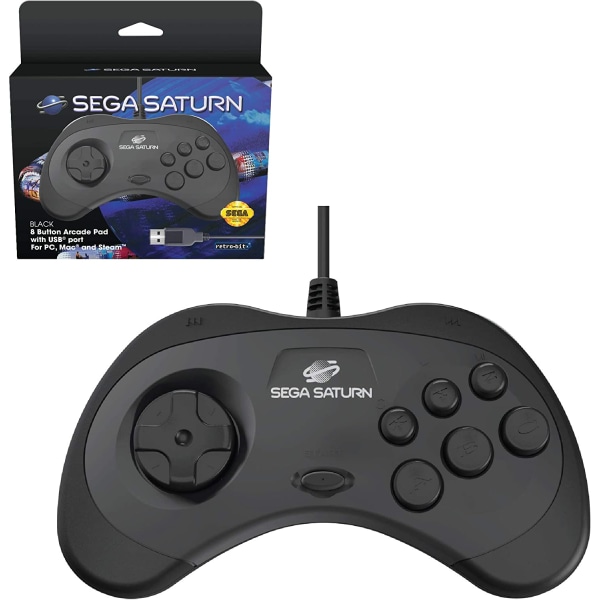 Retro-Bit Sega Saturn Usb Pad BlackPC