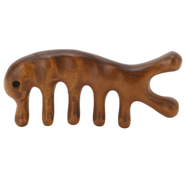 Gua Sha Kam Sandaltræ Ergonomisk Bredtandet Hovedbundsskrabende Massagekam til Nakke Arme Ben