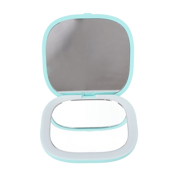 LED Makeup Spejl 3X Forstørrelse Dobbeltsider Sammenfoldelig Håndholdt Hvid Lysspejl Grøn