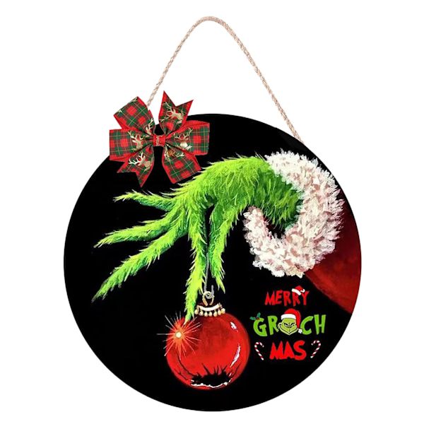 2023 Grinch Julepynt Personlighedsdørplade Juletræspendant Grinch Dekorativ Træ Style 1