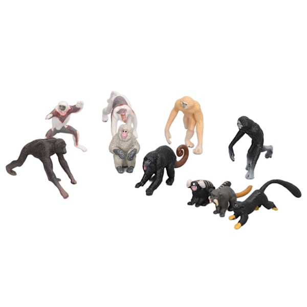 10 stk. Primatmodeller Mini Proboscis Ape Gibbon Orangutang Lemur Modell Dyrepyntsett