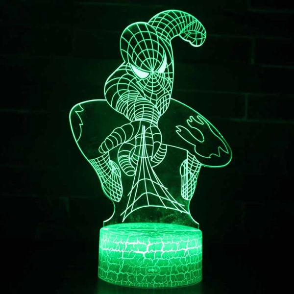 3D Stereoskopisk Farverig Spiderman Natlampe Spiderman