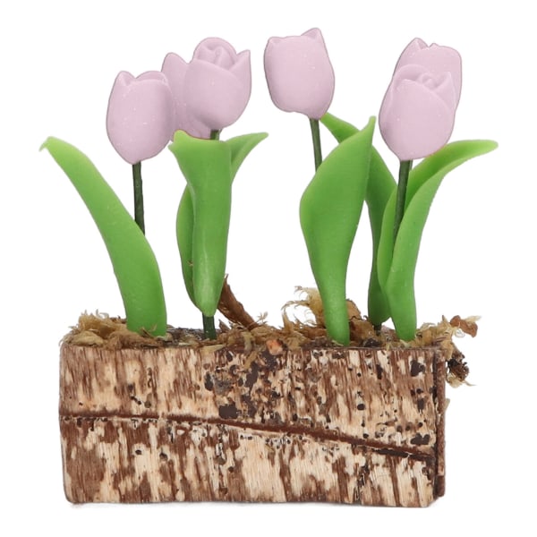 Keinotekoiset tulppaanikukat koristeena 1:12 nukkekodin puutarhaan, simuloitu malli, miniatyyrivaruste, vaaleanpunainen