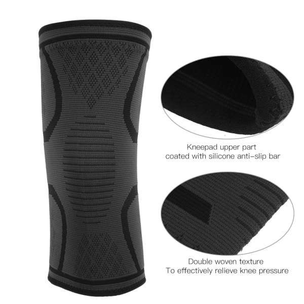 2 st Nylon Knäskydd för Utomhussporter Stickad Sommar Anti-Halk Andningsbar Elastisk Knäskydd Tränings Skydd (L)