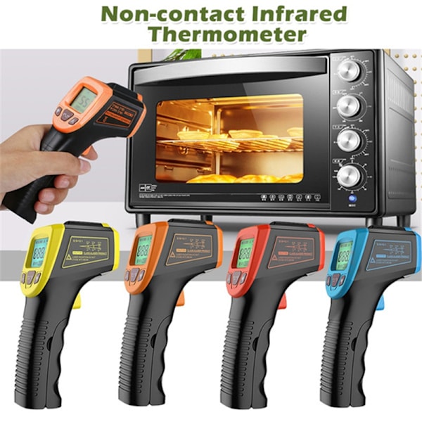 Beröringsfri LCD IR Infraröd digital temperaturtermometer Orange