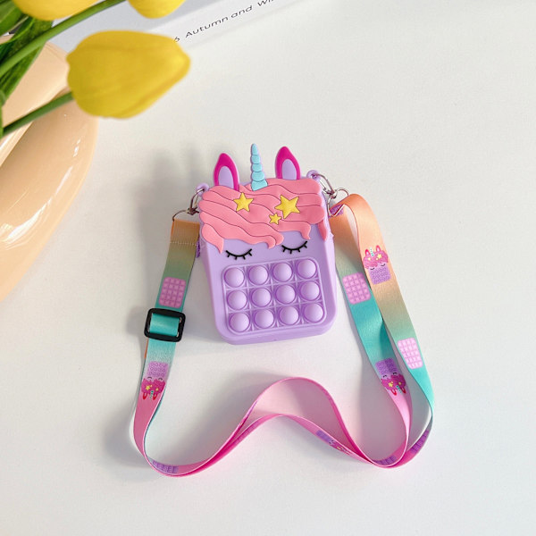 Pop-it Regnbue Unicorn Veske for Jenter purple