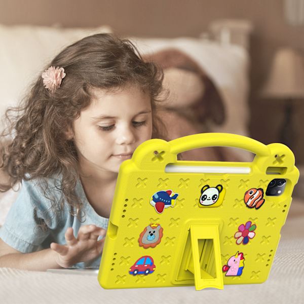 IPad10 Beibei Bear Matepad SE Tablettskydd Cartoon Cut Handhållen Stativ Pennfack Anti Drop Yellow IPad 10.2 7/8/9th/pro10.5/air3