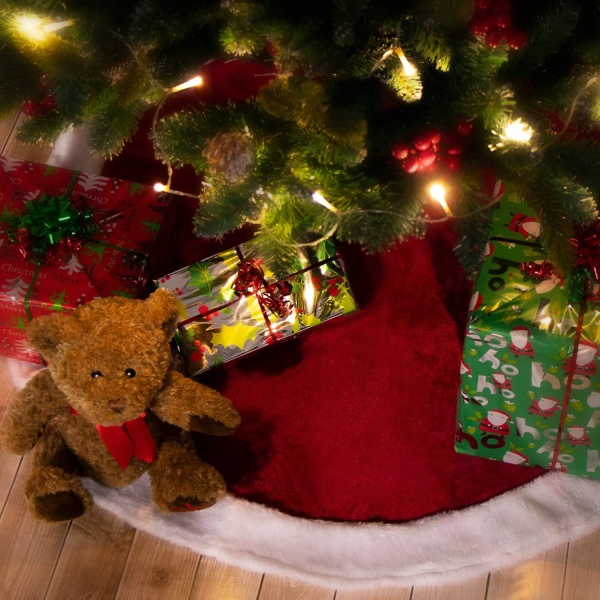 Førsteklasses juletræsdæksel til beskyttelse af krydderier Juledesignbase til gaver og dekoration red