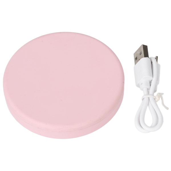 LED Compact Mirror Round Shape 3X Magnification Rechargeable Double Sided Adjustable White Light Pocket Mirror Pink