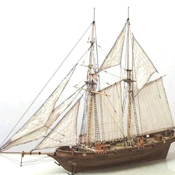 7 delar bronsdelar Träsegelbåt Skeppsbyggsats Hem DIY Modell Dekoration Båtgåvor Leksak för barn
