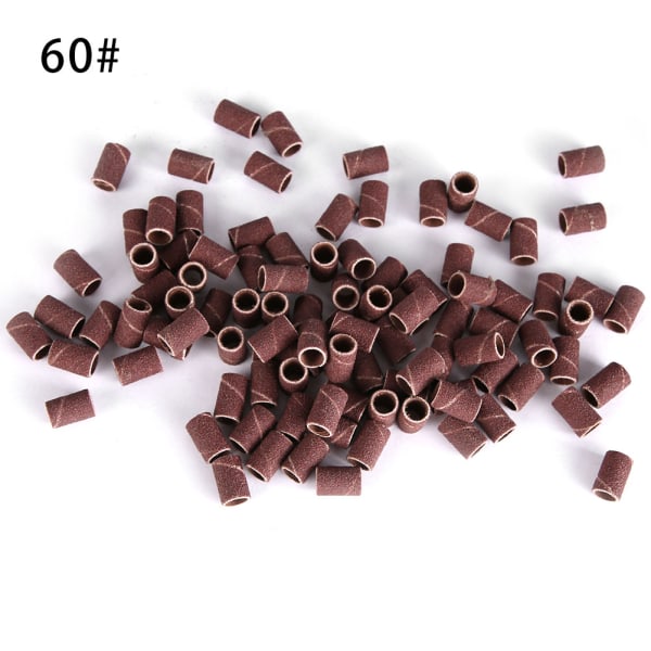 100 stk. Negle Slibeskive Slibhoved Slibebånd Ring Bor Bits Manicure Værktøj 100 stk./#60/Groft Sand