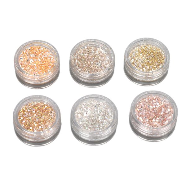6 Färger Holografiskt Nagelglitter Set Glimmande Nagelkonst Dekoration för Hemma Salong Manikyr