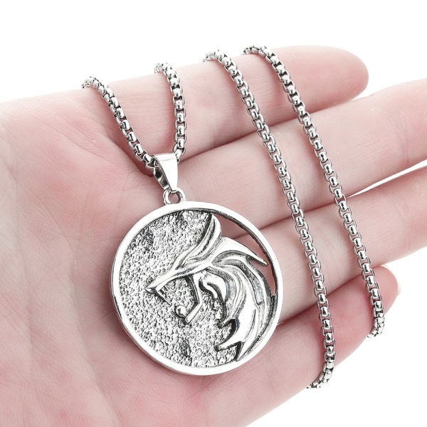 Witcher Necklace Wolf Medaljong Anheng Halskjede Norse Viking smykker for Wolf Lovers Gave til Valentinsdag Bursdag