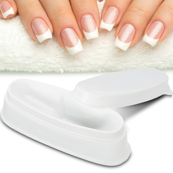 Bärbar Vit Nageldipppulverbricka Manikyrform Nagelbehållare
