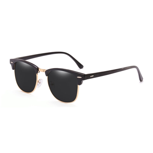 Sorte Solbriller Clubmaster Guld Sort Glas + Senil Snøre Sort