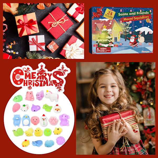 Jule-Knusle-Legetøjs-Adventskalender Blind Box 24 Ruder Jule-Gummianimal Legetøj Overraskelse Blind Box A
