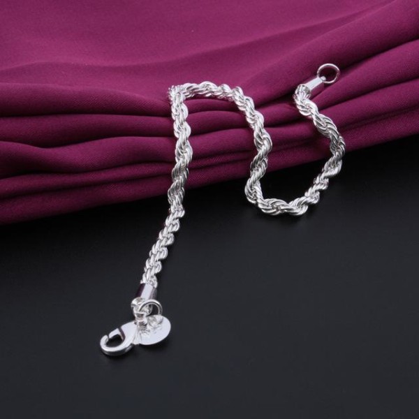 Sølv Armbånd - Twist & Tvinnat - Stilrent Design - 4 mm Sølv