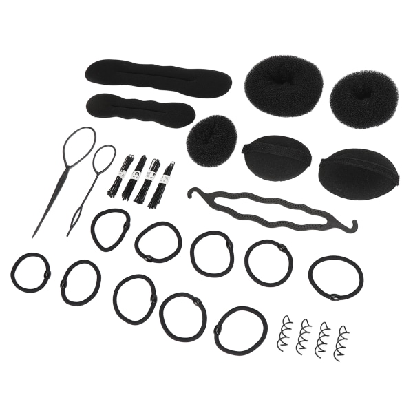 Hårbulleformare Set Stift Elastiska Band Hår Donut Bulle Maker Frisörverktyg Set för Vuxna Barn