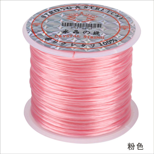 Farvet elastisk tråd, krystaltråd, perletråd, armbåndstråd, -60 meter vævet armbånd DIY Pink