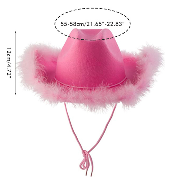Rosa Cowboyhatt i Filt med Halsbandssnöre Cosplay Party Kostymtillbehör Lekkläder för Kvinnor