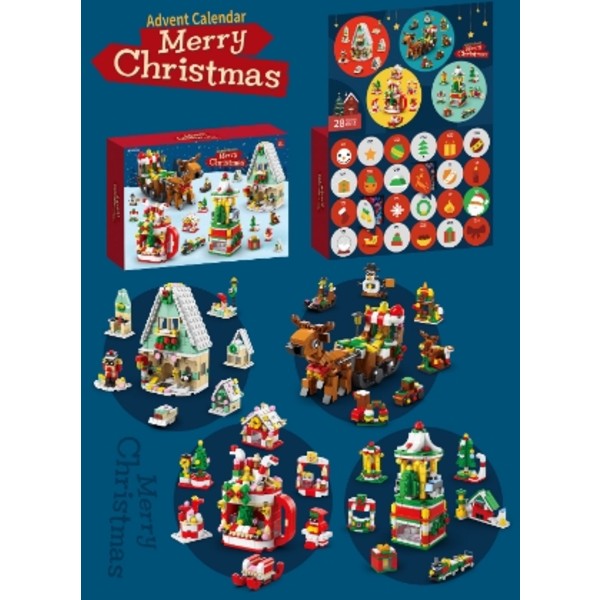 Jul Advent Hand Riv Kalender Blind Box 24 Dagars Nedräkning Monterade Små Ornament Set C