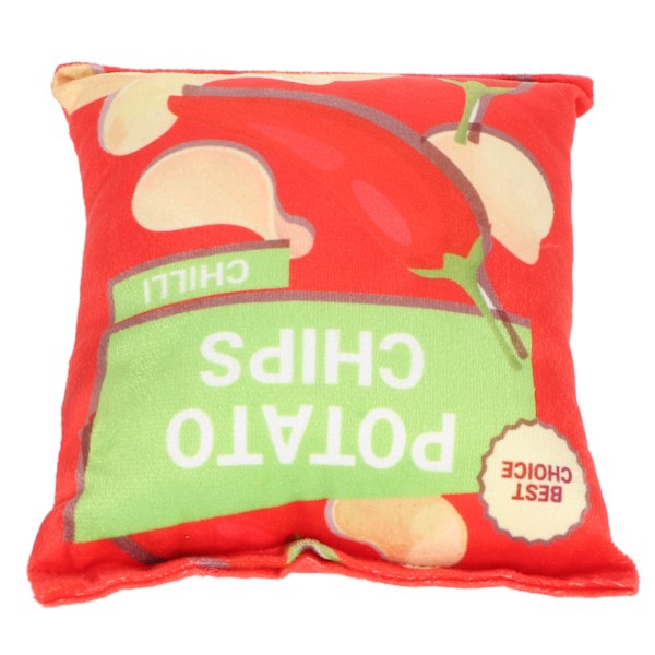 Plush Hundeleksak Potatischips med Inbyggt Rasselpapper, Bittålig Pipande Snacksäck Hundeleksak för Valp Chili Röd