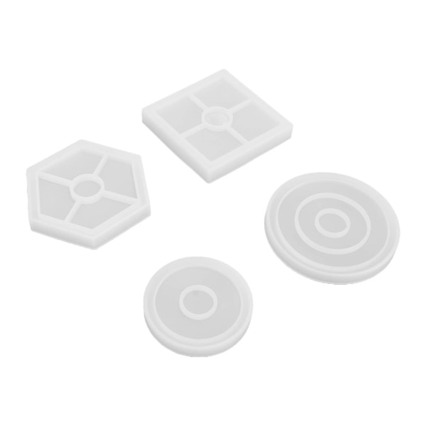 4 stk. Harpiks-Korkunderlag-forme Kvadrat, Hexagon, Rund DIY Håndværk Tyk Anti-Deformation Silikon-Korkunderlag-form til Kopper