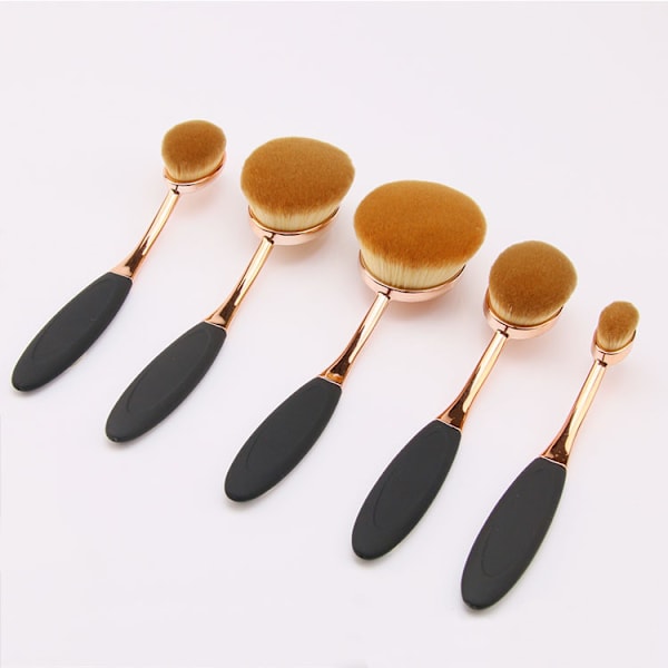 10 stk. Oval Makeup Pensler Sort / Guld