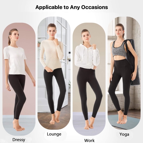 Fleecefôrede Leggings for Kvinner, Myke Elastiske Ugjennomsiktige Leggings med Magekontroll, Termiske Varme Tykke Yogabukser til Vinter S-M