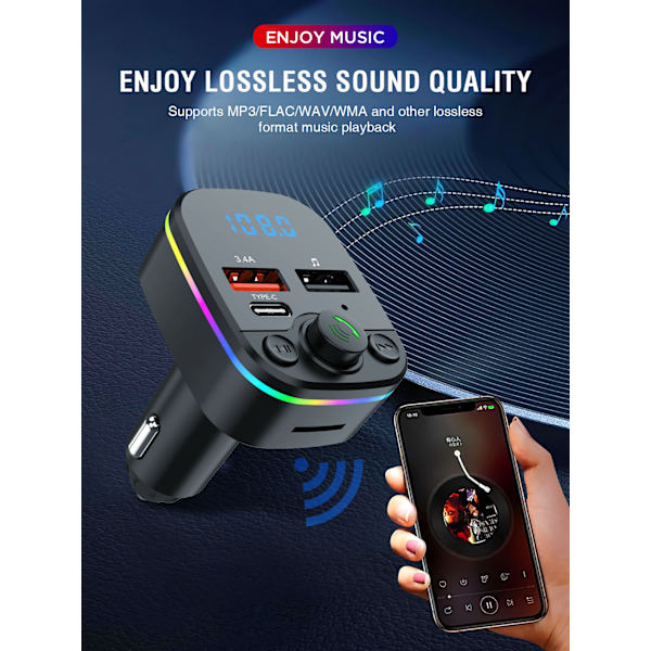 Auton Bluetooth MP3-soitin, handsfree-puhelu kortin lisäämisellä, auton FM-lähettimen toisto