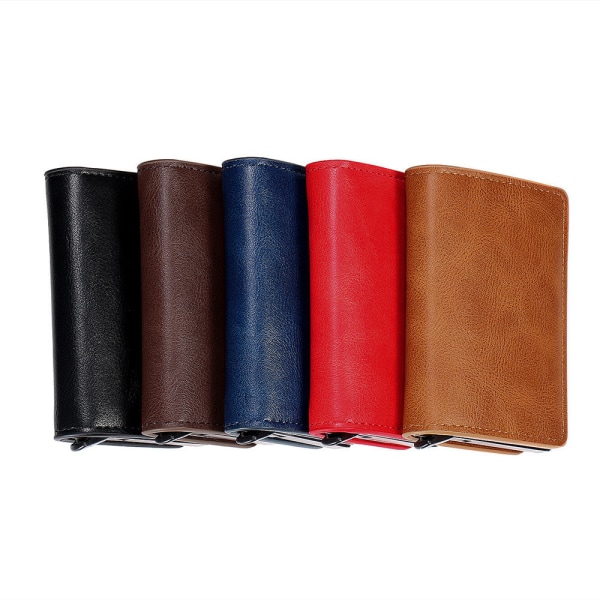 POP UP Lommebok med RFID-NFC Blokkering Kort Holder Veske Kassett Snap Button Red