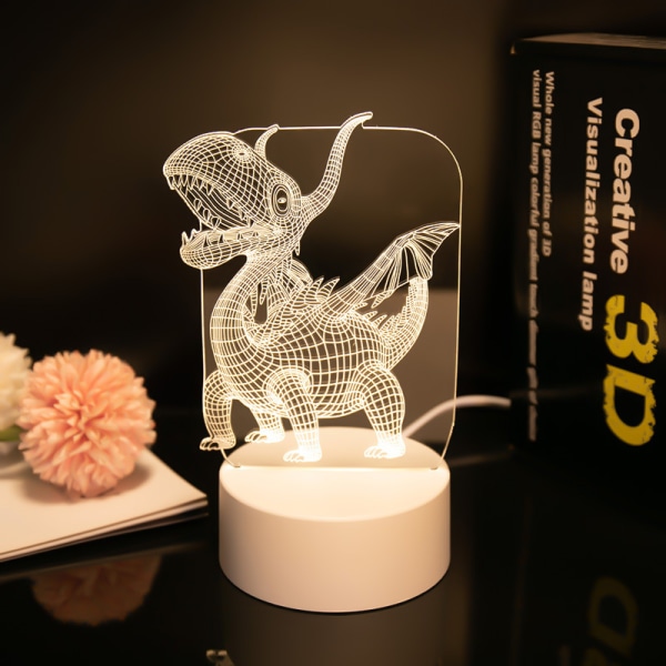 3D Mini nattlampe Kreativ berøringsaktivert akryl bordlampe nattlys Aktivitetsgave Flying Dragon