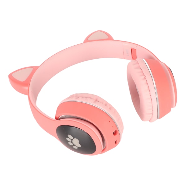 Kissan korva -pelikuulokkeet Bluetooth -tuella, pieni muistikortti, LINEIN -tila, pelikuulokkeet LED -mikrofonilla, vaaleanpunainen