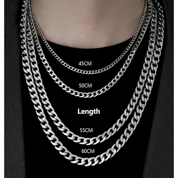 Modehalsband för män, kragekedja, herrkedja, tillbehör, titanstål, kubansk länkkedja 3.5mm Width 50cm