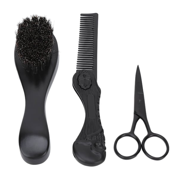 Skæg Kit Foldbar Kam Små Saks Skægbørste Skæg Styling Sæt med Opbevaringspose til Skægpudse Trimning